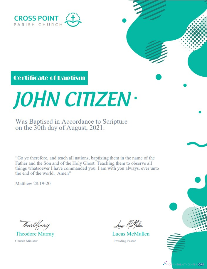 Download USA Baptism Certificate template in Word and PDF format, version 2 Photoshop template